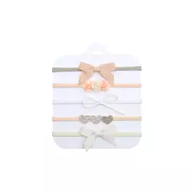 5-Piece Assorted Tiny Headband Set in Peachy Keen