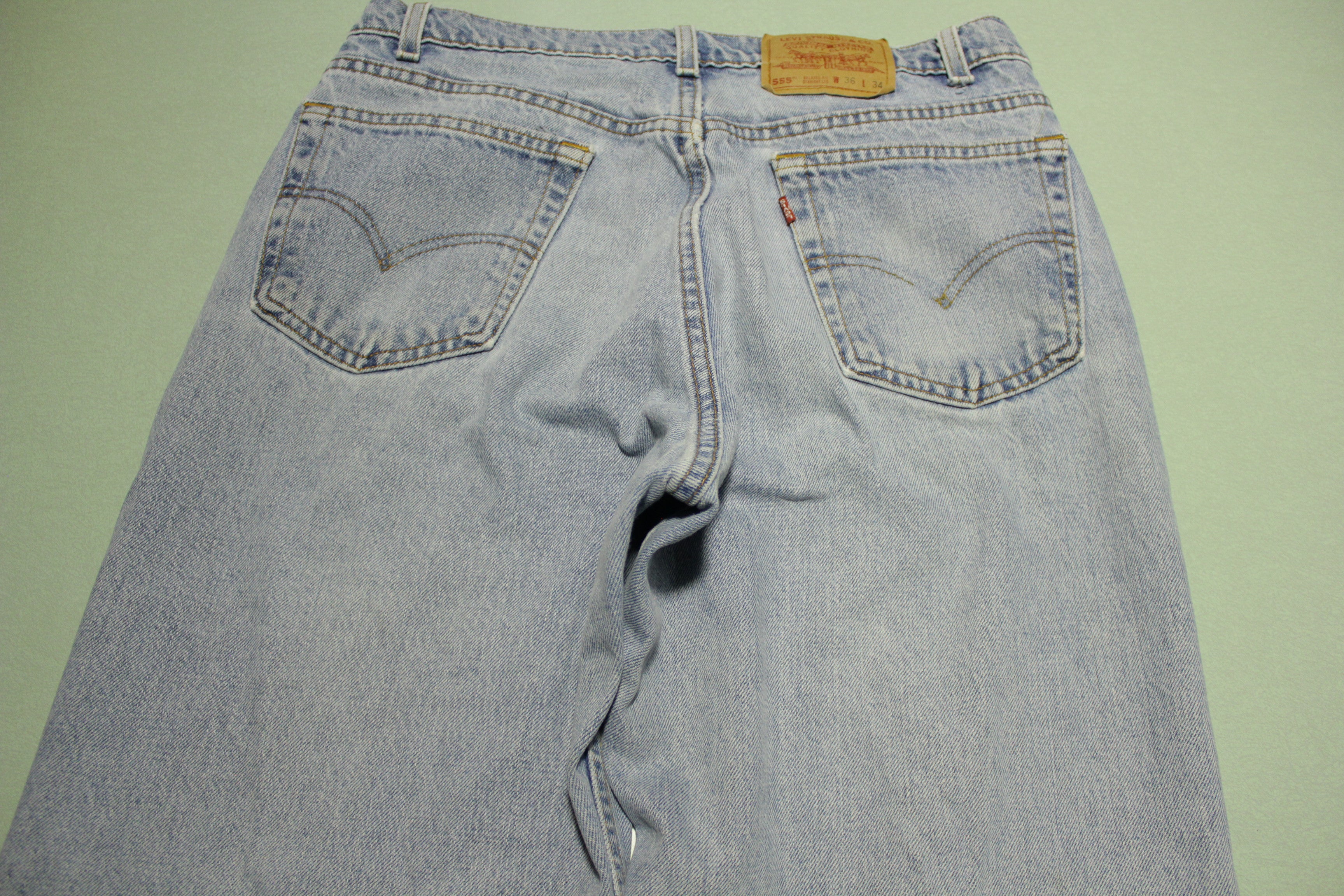 90s Levis 555 Relaxed Fit Straight Leg Jeans. Vintage Grunge Punk Made in USA 34x34