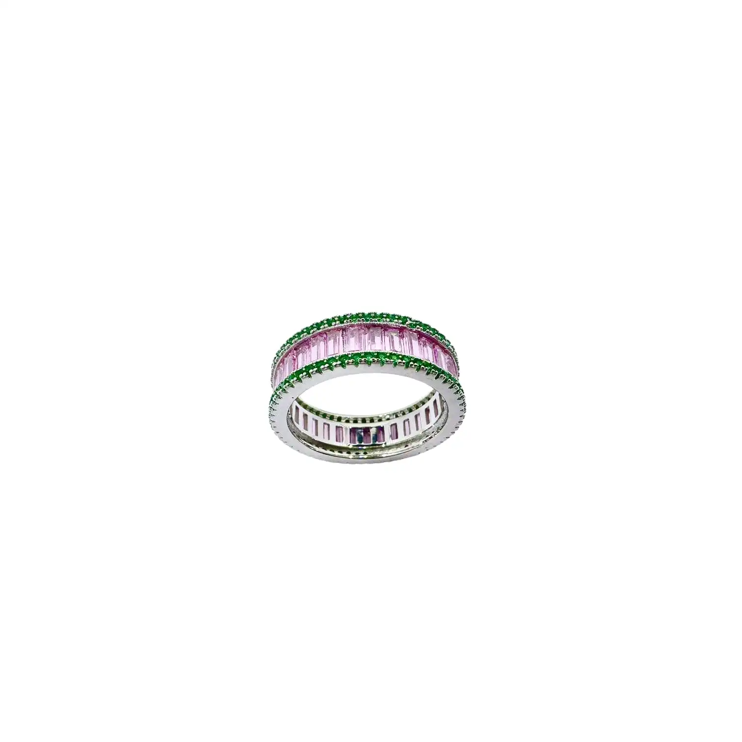 Audrey Pink and Green CZ Infinity Ring