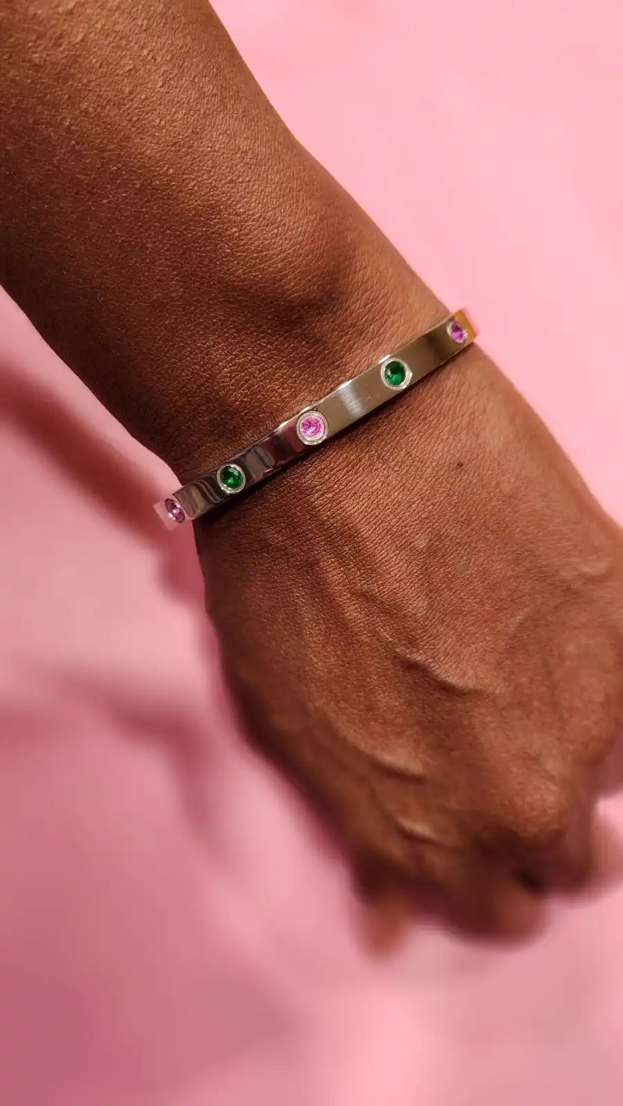 Bahia Pink and Green CZ Bracelet