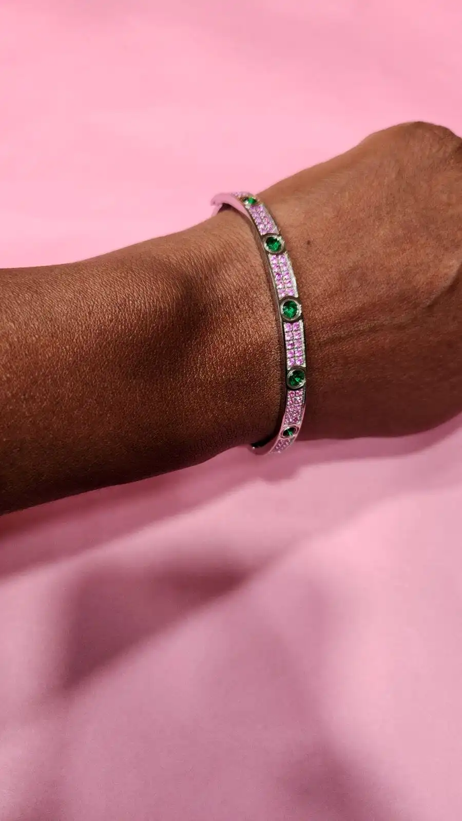 Bahia Pink and Green CZ Encrusted Bracelet