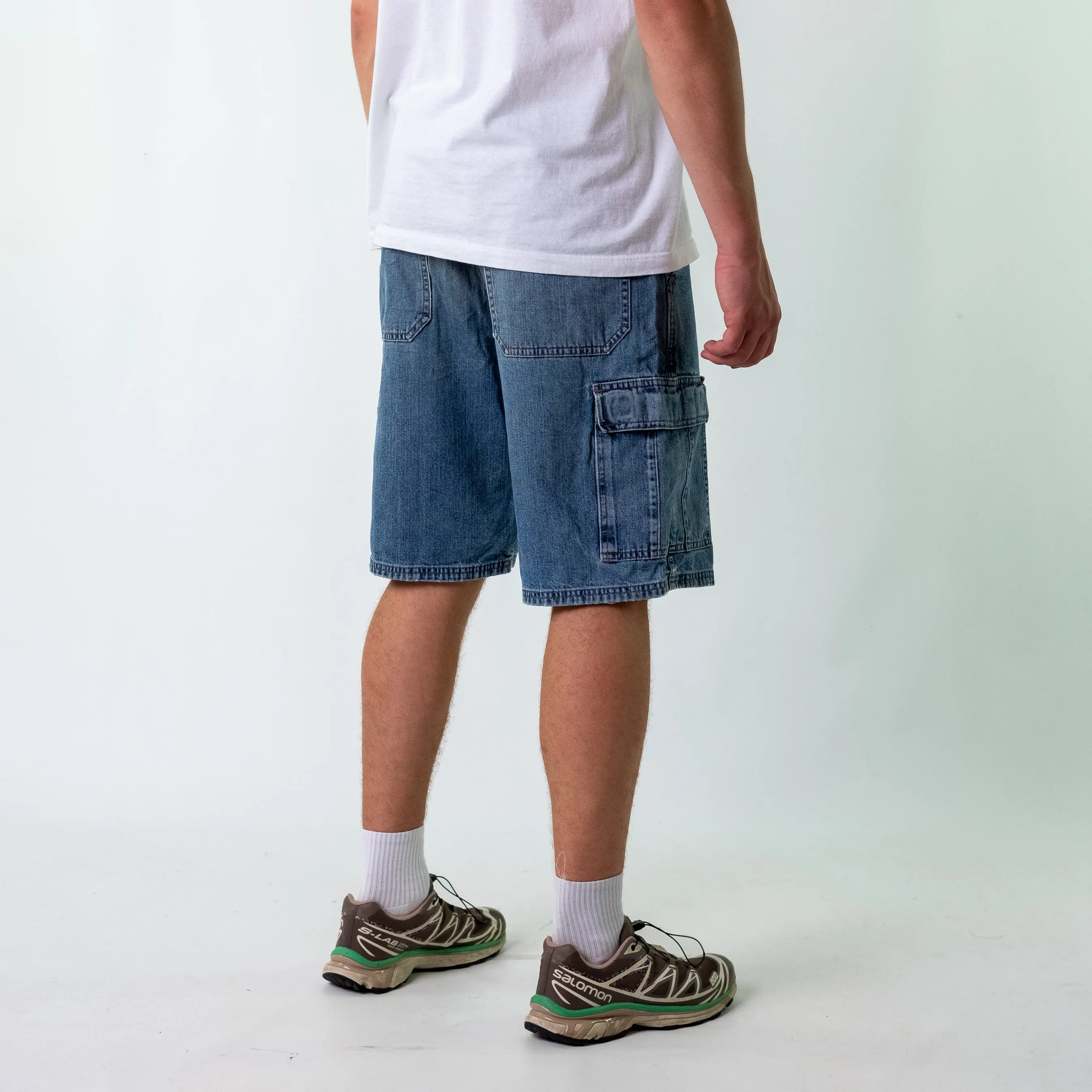 Blue 90s Wrangler Denim Carpenter Jorts Shorts (34)