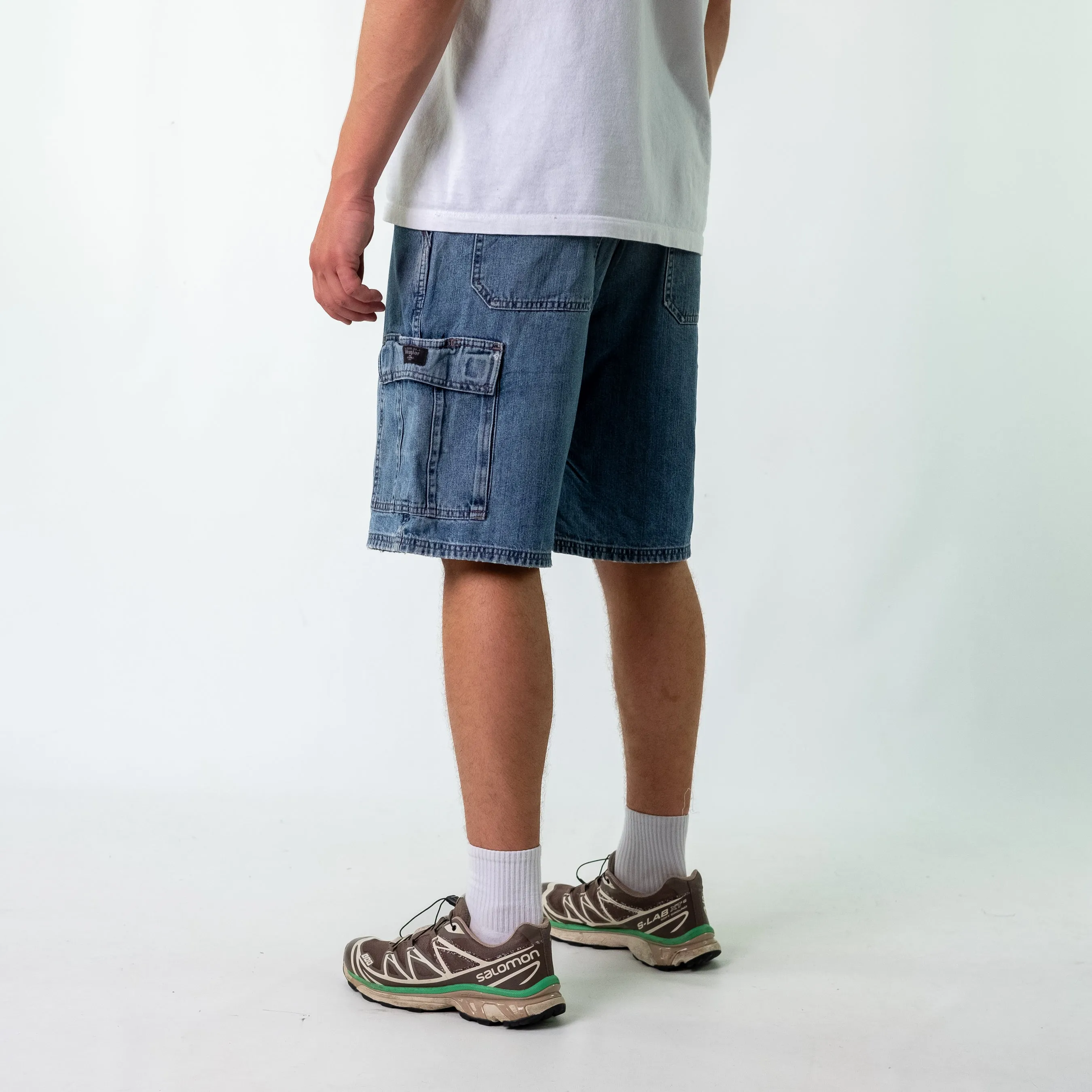 Blue 90s Wrangler Denim Carpenter Jorts Shorts (34)