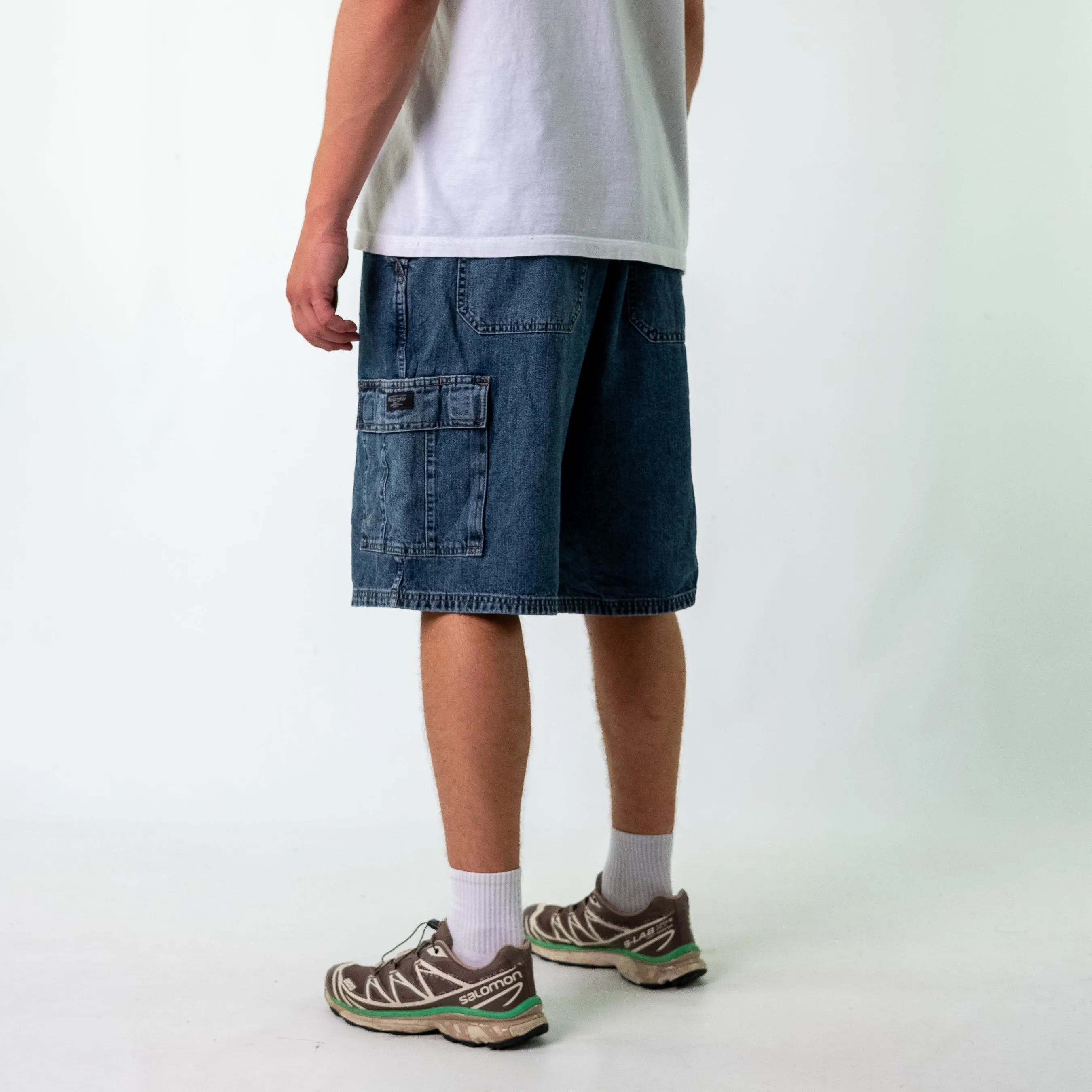 Blue 90s Wrangler Denim Carpenter Jorts Shorts (40)