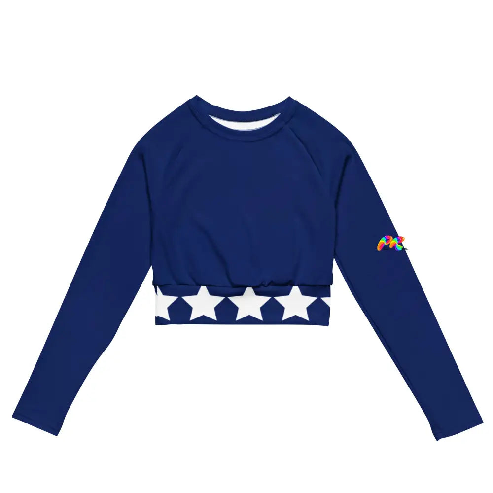 Blue Star Long Sleeve Crop Top