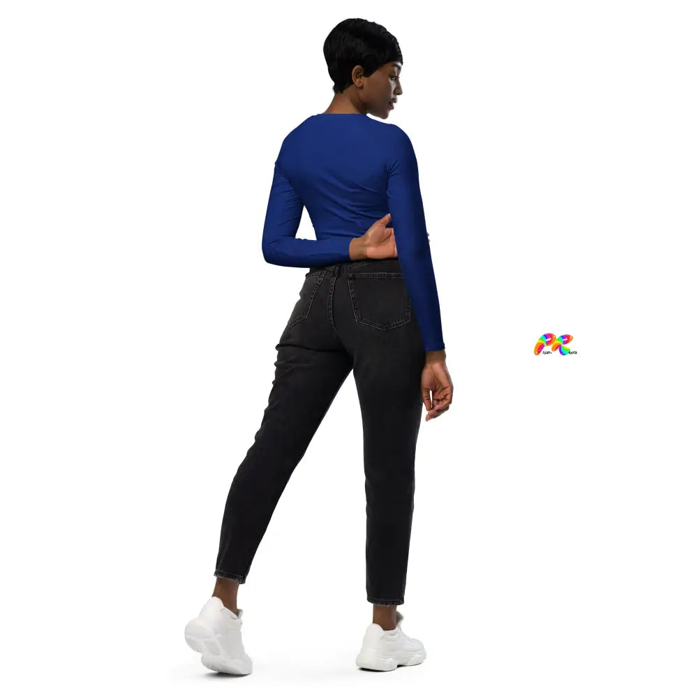 Blue Star Long Sleeve Crop Top