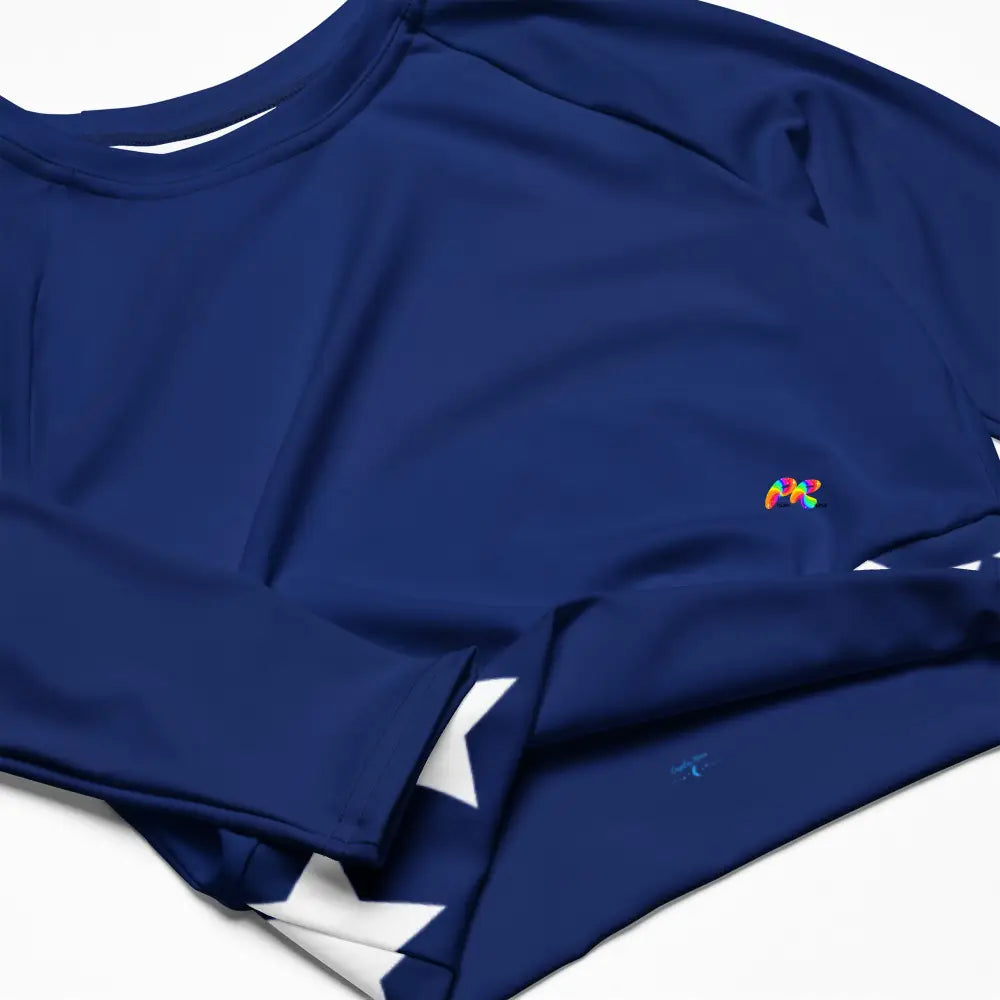 Blue Star Long Sleeve Crop Top