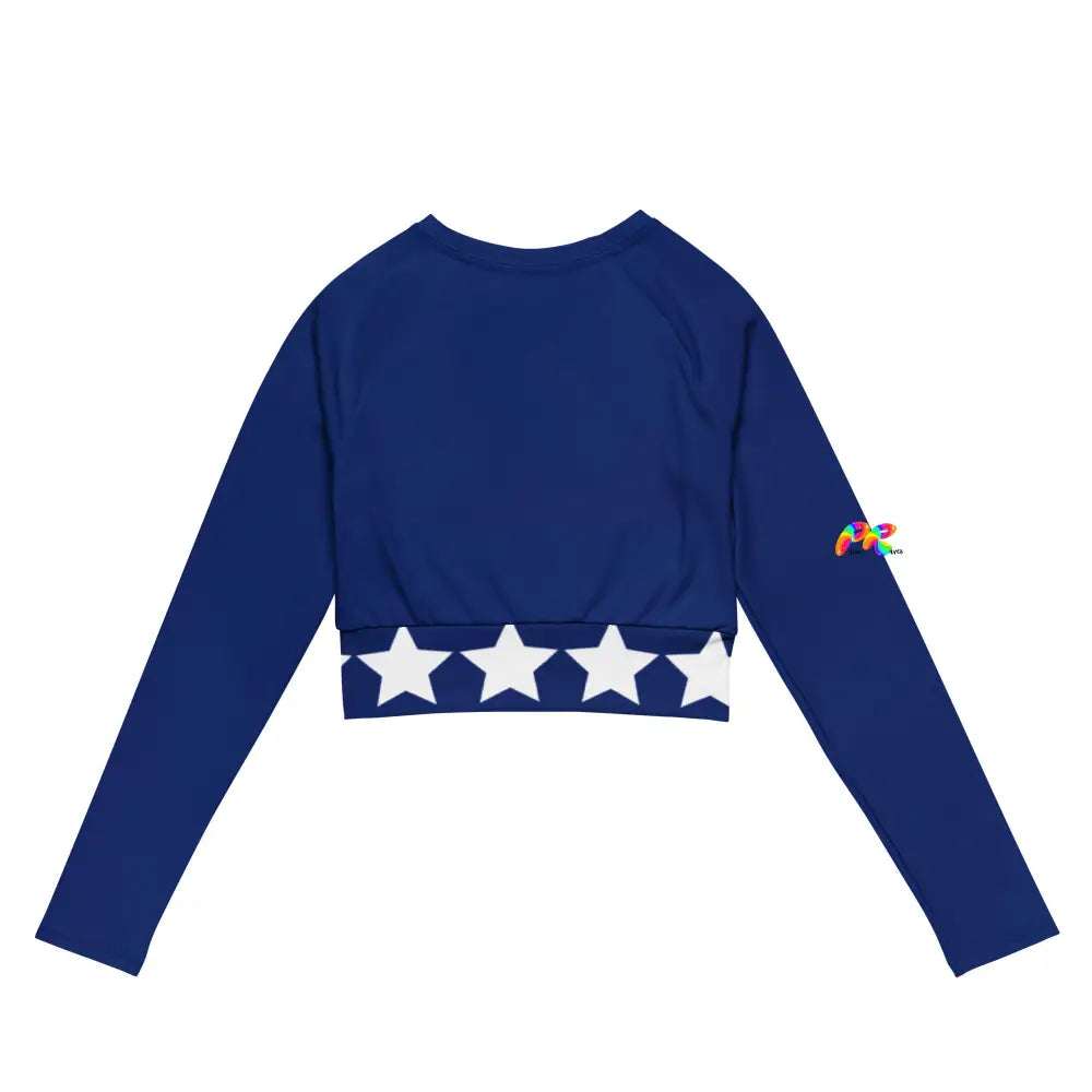 Blue Star Long Sleeve Crop Top