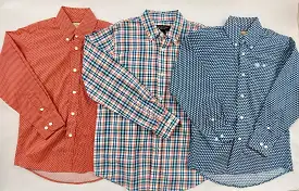 Boy's 3 Pack Wrangler Classic Printed Long Sleeve Shirt