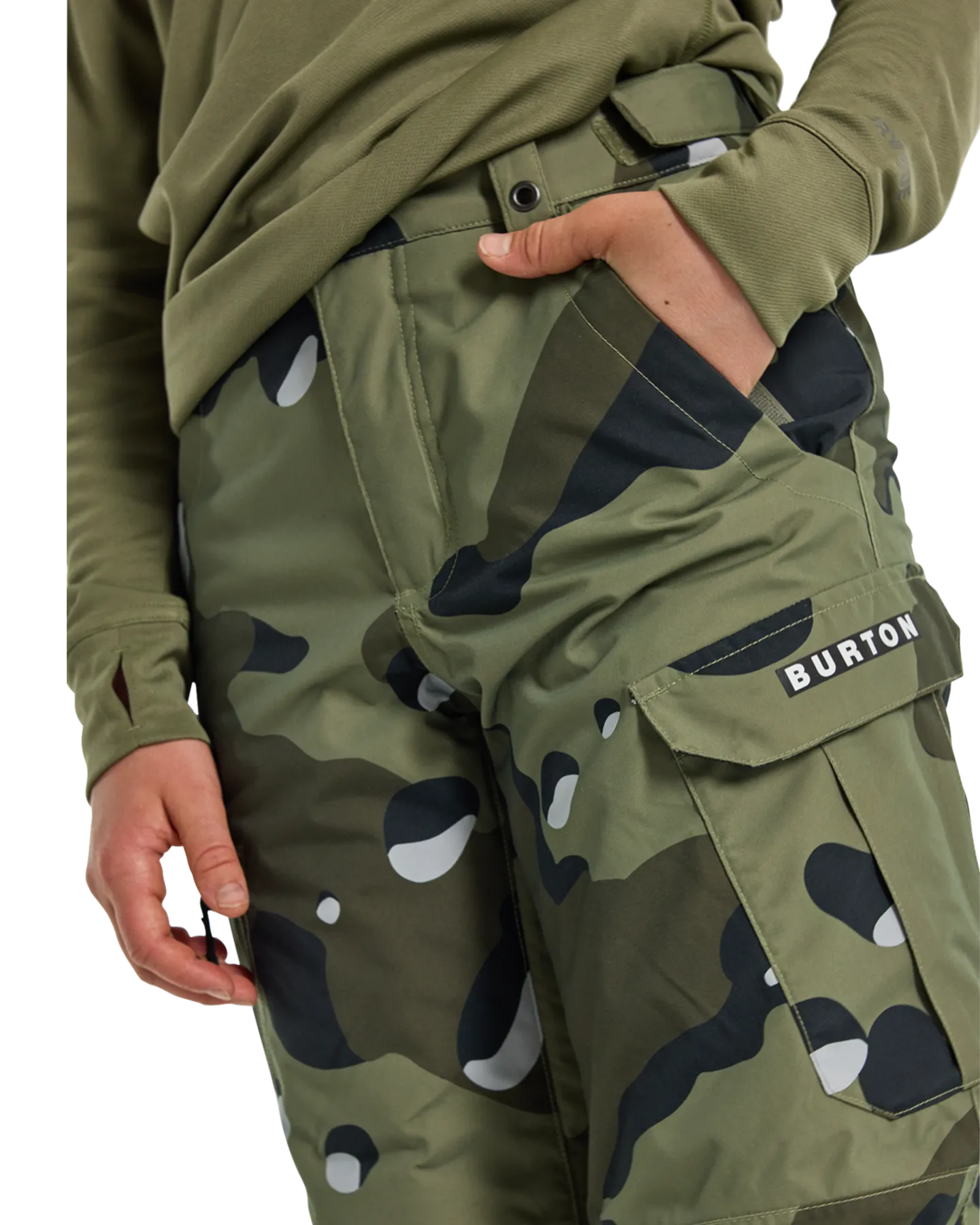 Burton Kids' Exile 2L Cargo Snow Pants - Forest Moss Cookie Camo | Shop Snow Pants & Suits at Trojan Wake Ski Snow &