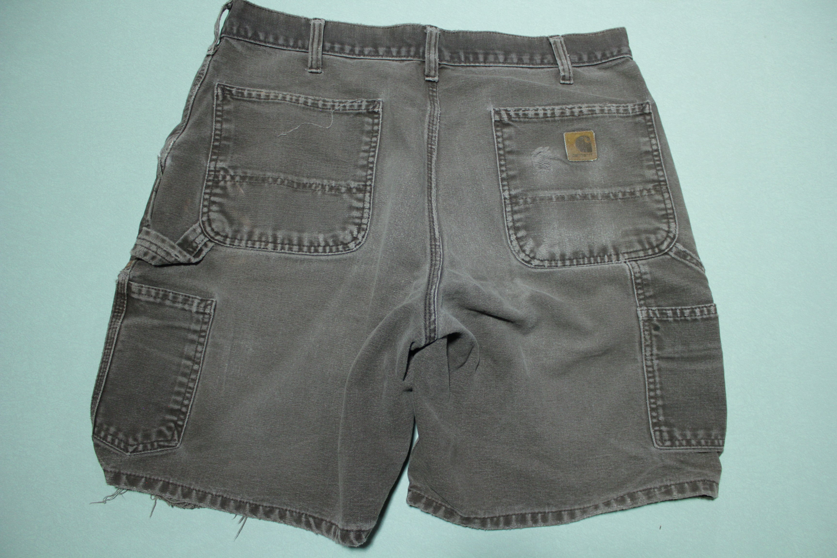 Carhartt DKB Gray Construction Utility Pocket Distressed Paint Stain Carpenter Shorts