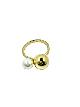 Carrie Pearl Strung Gold Ball Ring