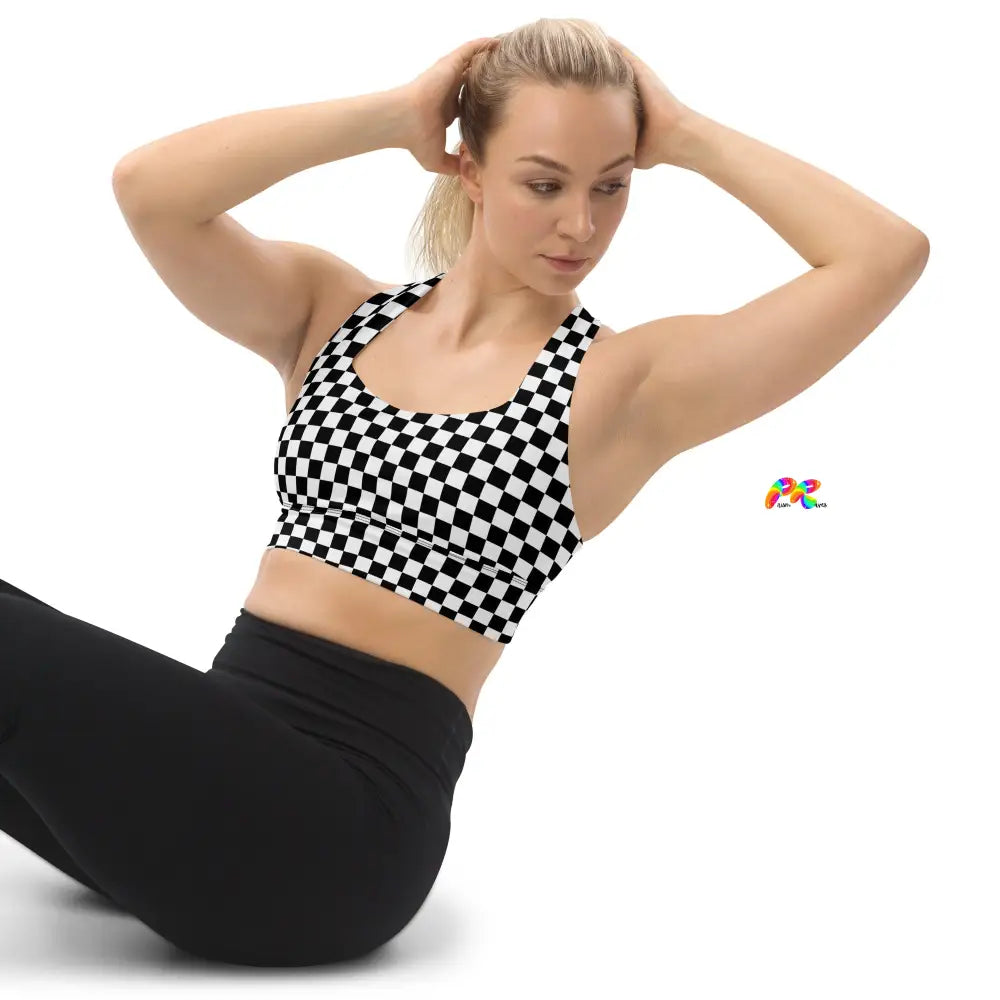 Checkered Longline Sports Bra