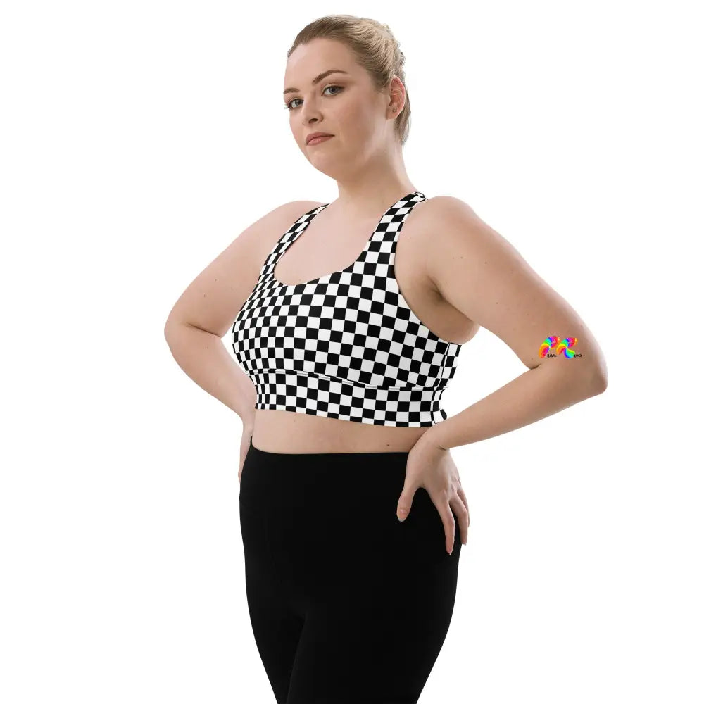 Checkered Longline Sports Bra