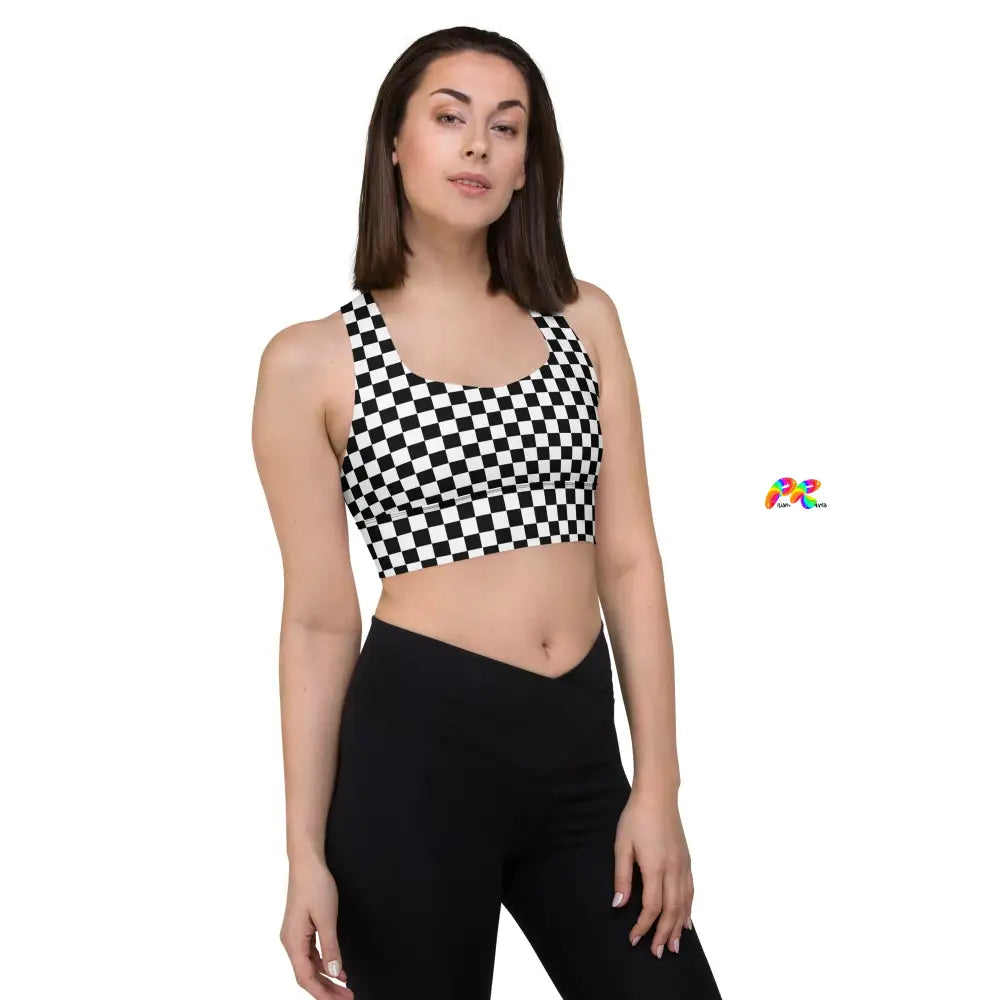 Checkered Longline Sports Bra