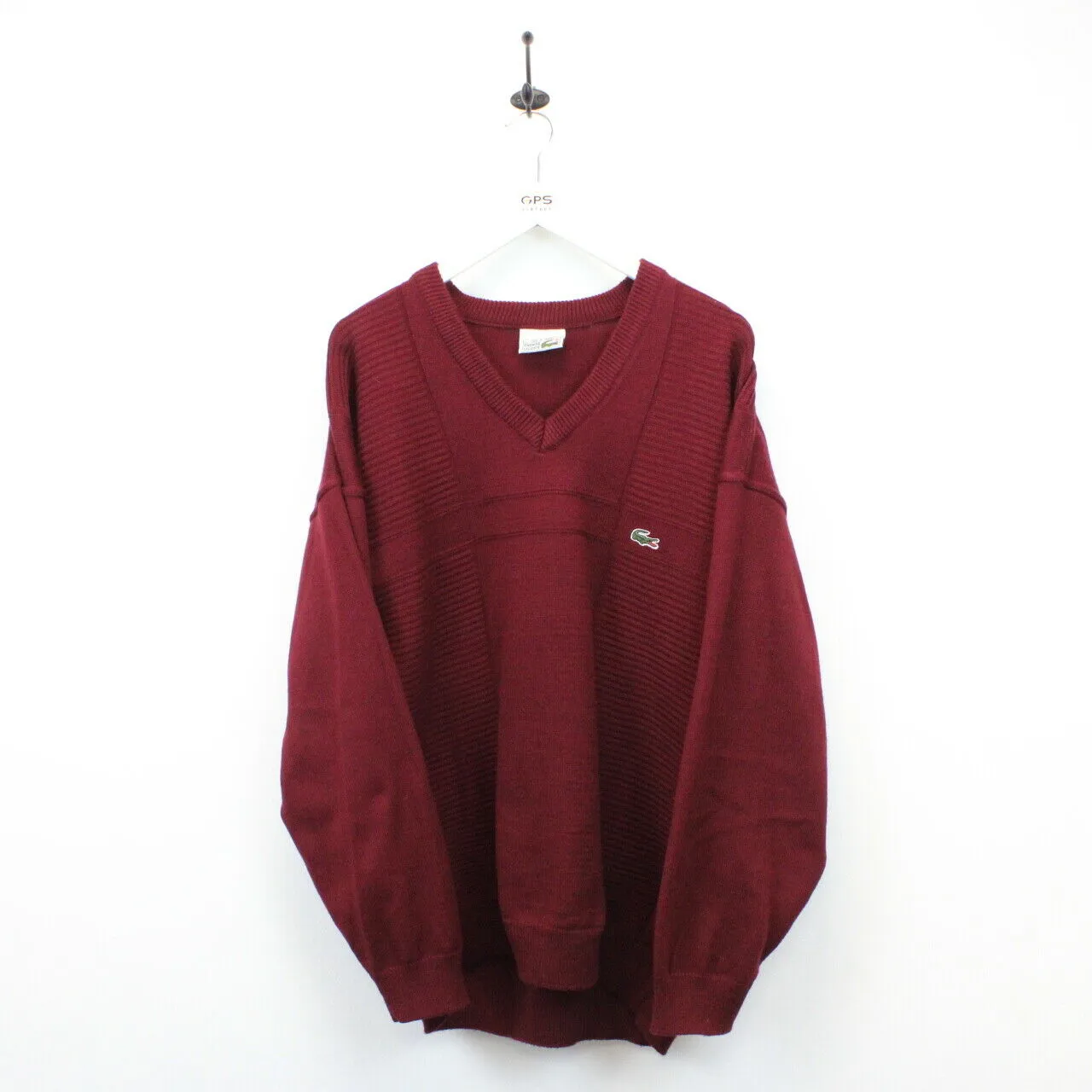 CHEMISE LACOSTE 90s Knit Sweatshirt Red | XXL