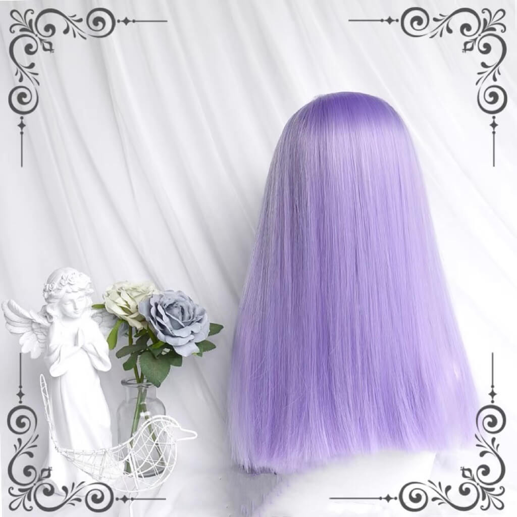 Cute purple medium long straight Y2K wig BY5010