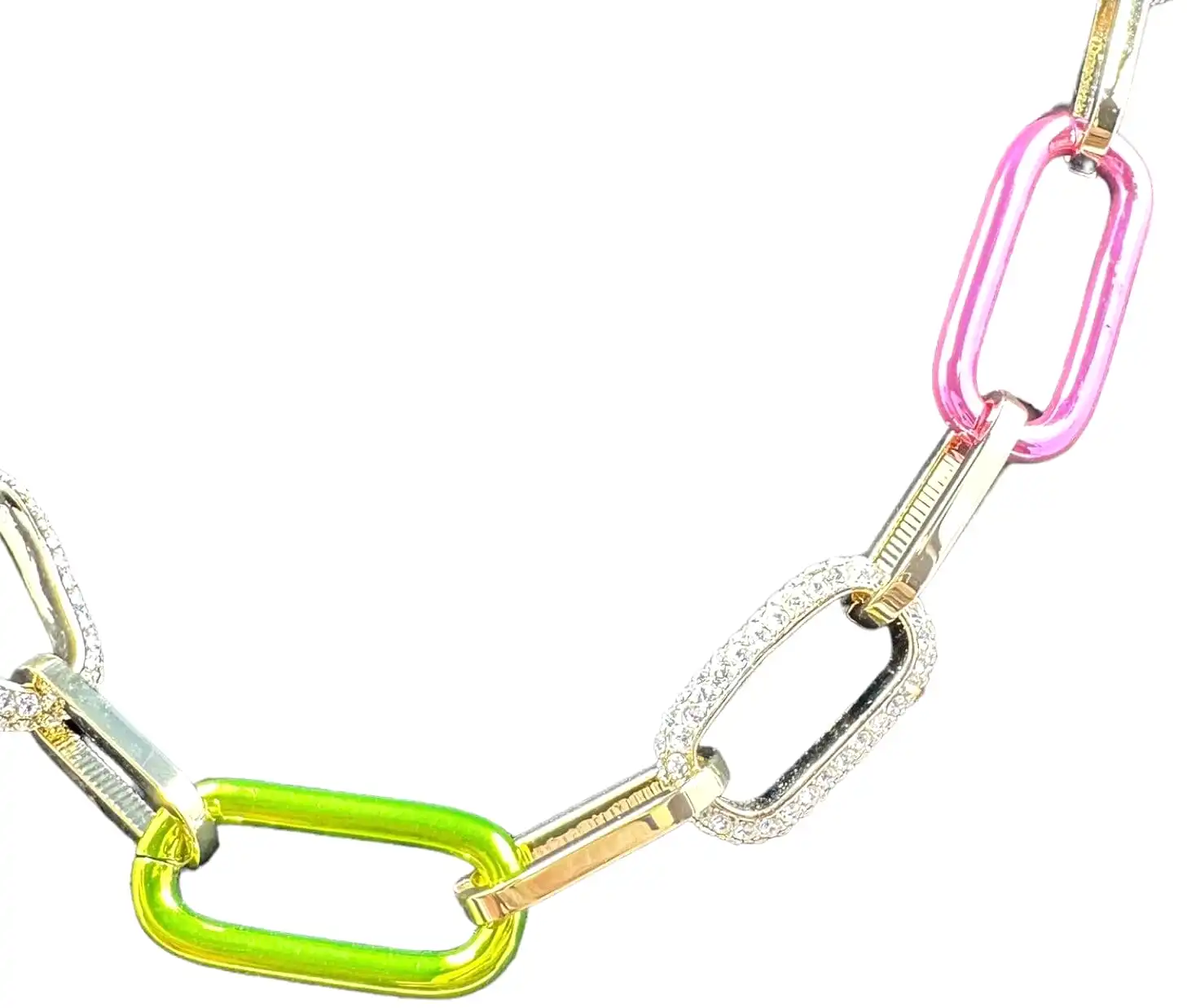 Delic Pink & Green Pave Chain Link Necklace