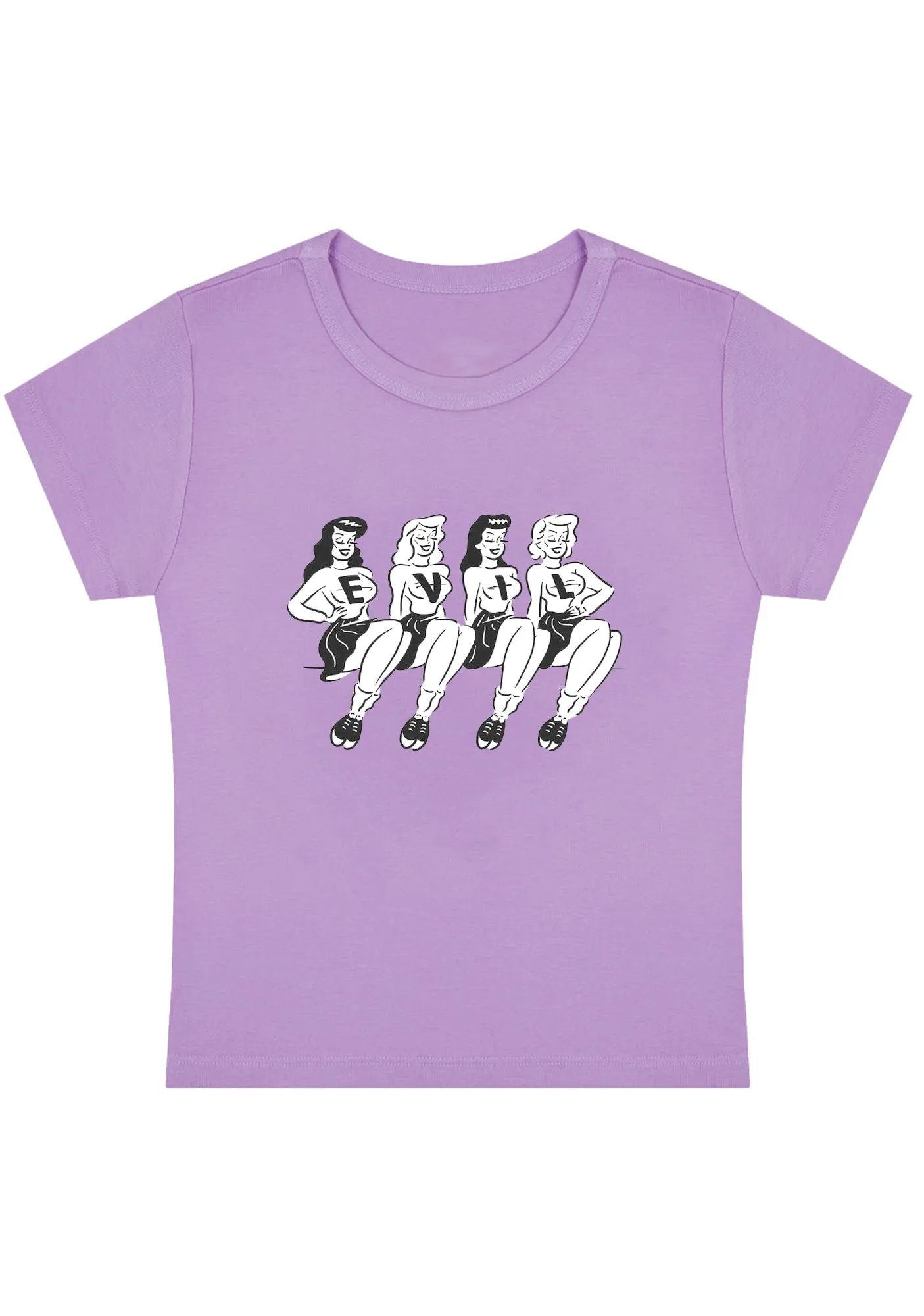 Four Girls Evil Y2K Baby Tee