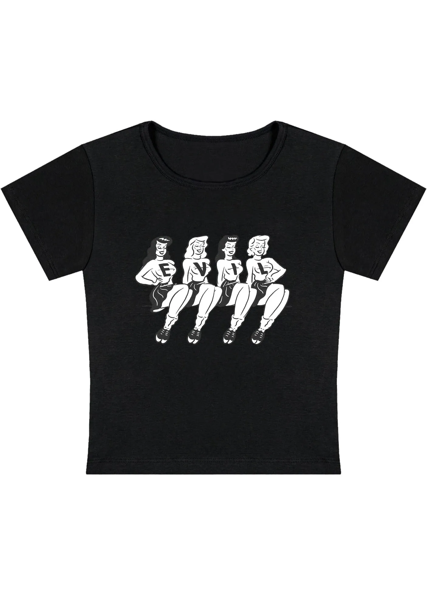 Four Girls Evil Y2K Baby Tee