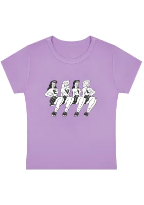 Four Girls Evil Y2K Baby Tee