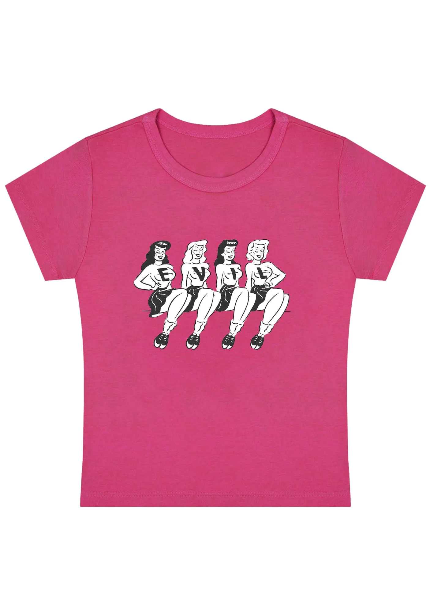 Four Girls Evil Y2K Baby Tee