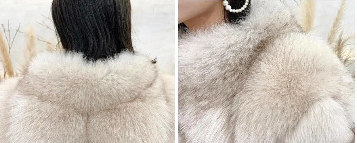 Fox Fur Panel Mid Lenght Fur Coat