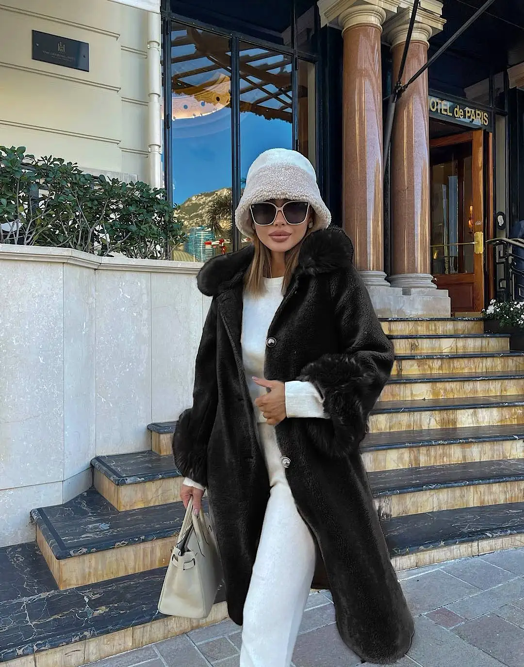 Fox Fur Trimmed Wool Coat