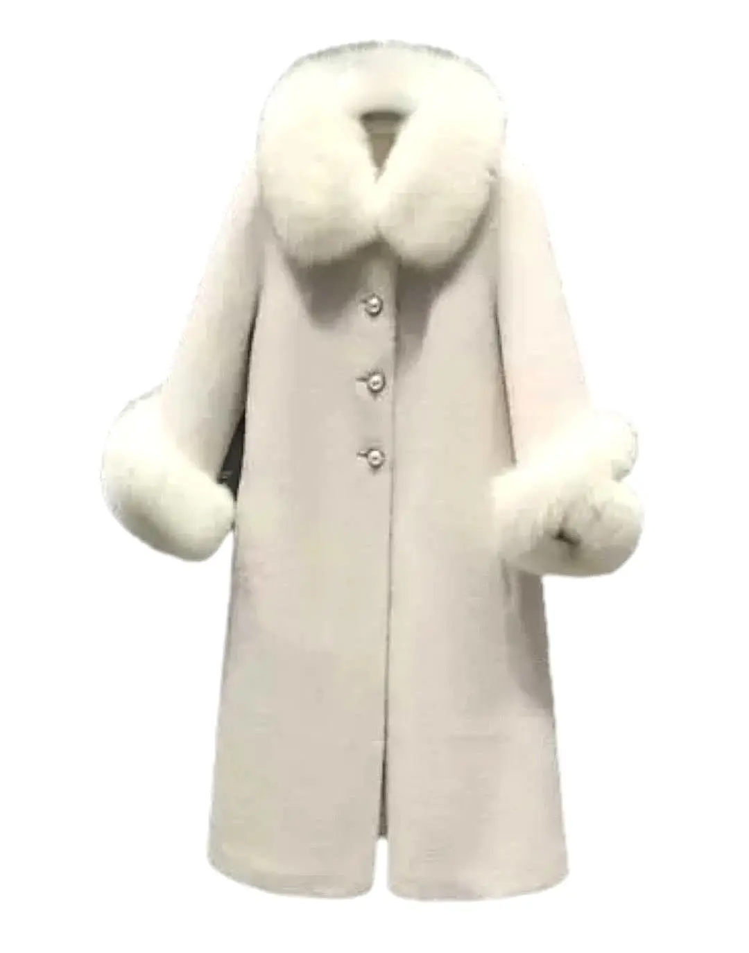 Fox Fur Trimmed Wool Coat