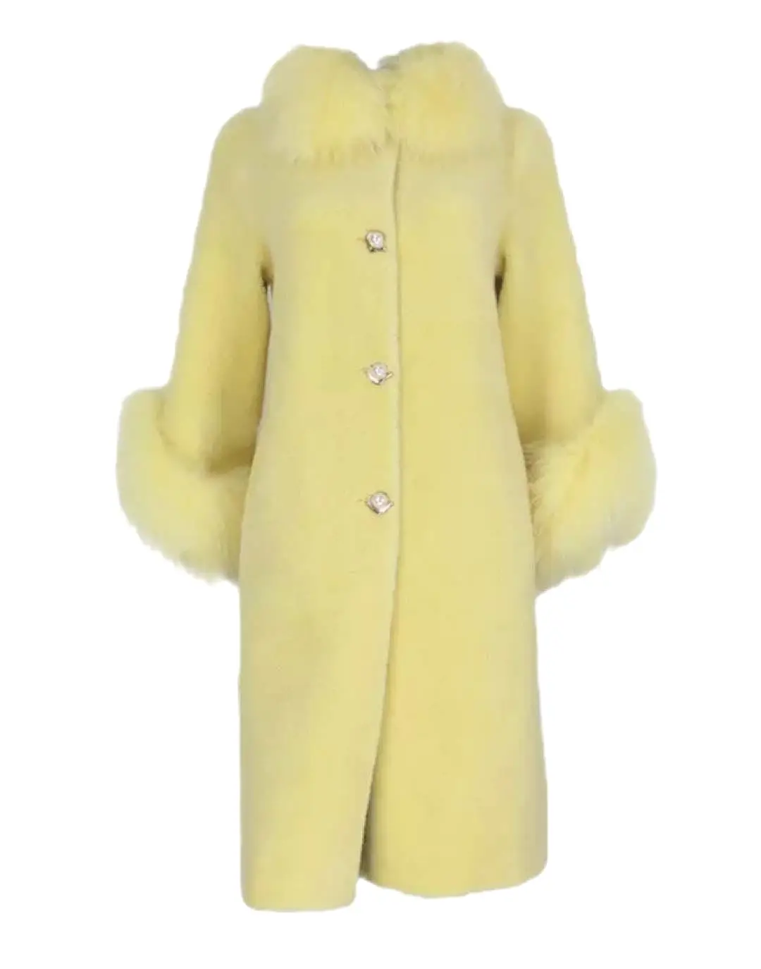 Fox Fur Trimmed Wool Coat