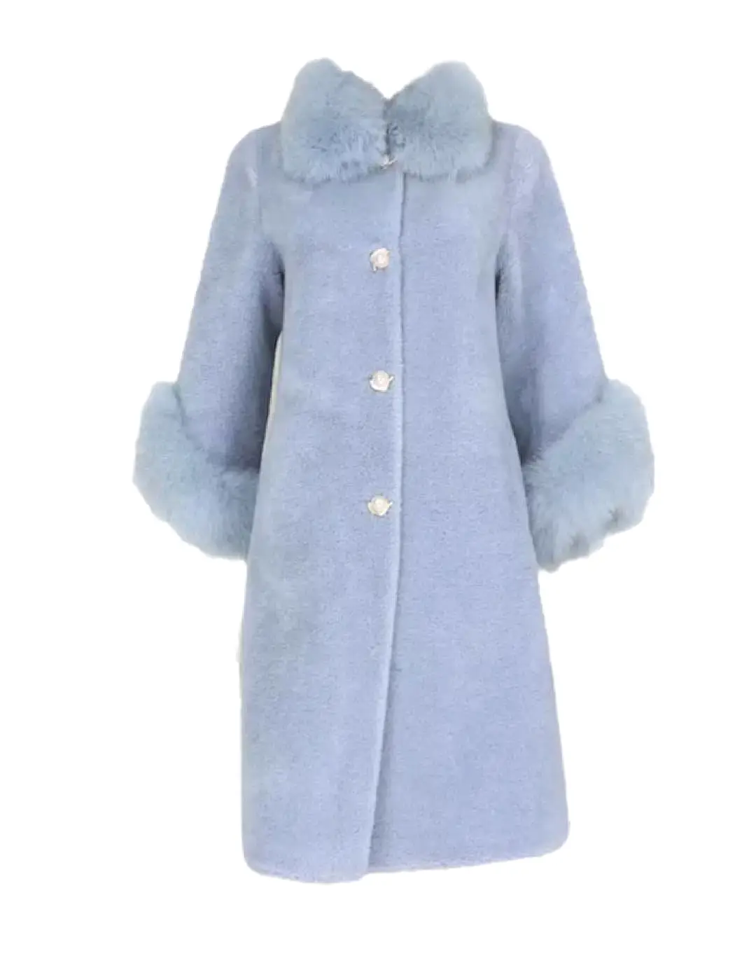 Fox Fur Trimmed Wool Coat