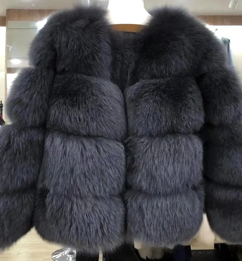 Genuine Fox Fur Four Horizontal Panel Coat