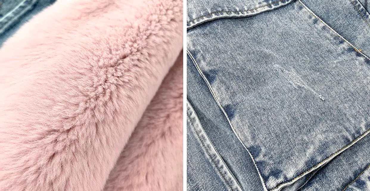 Genuine Fox Fur Trimmed Denim Jackets