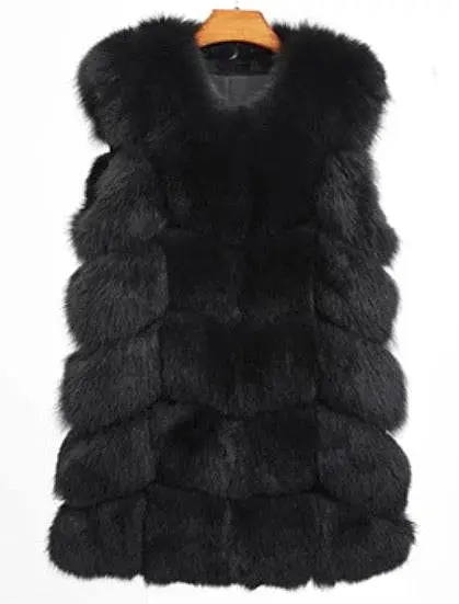 Genuine Zig Zag Paneled Fox Fur Vest Gilet