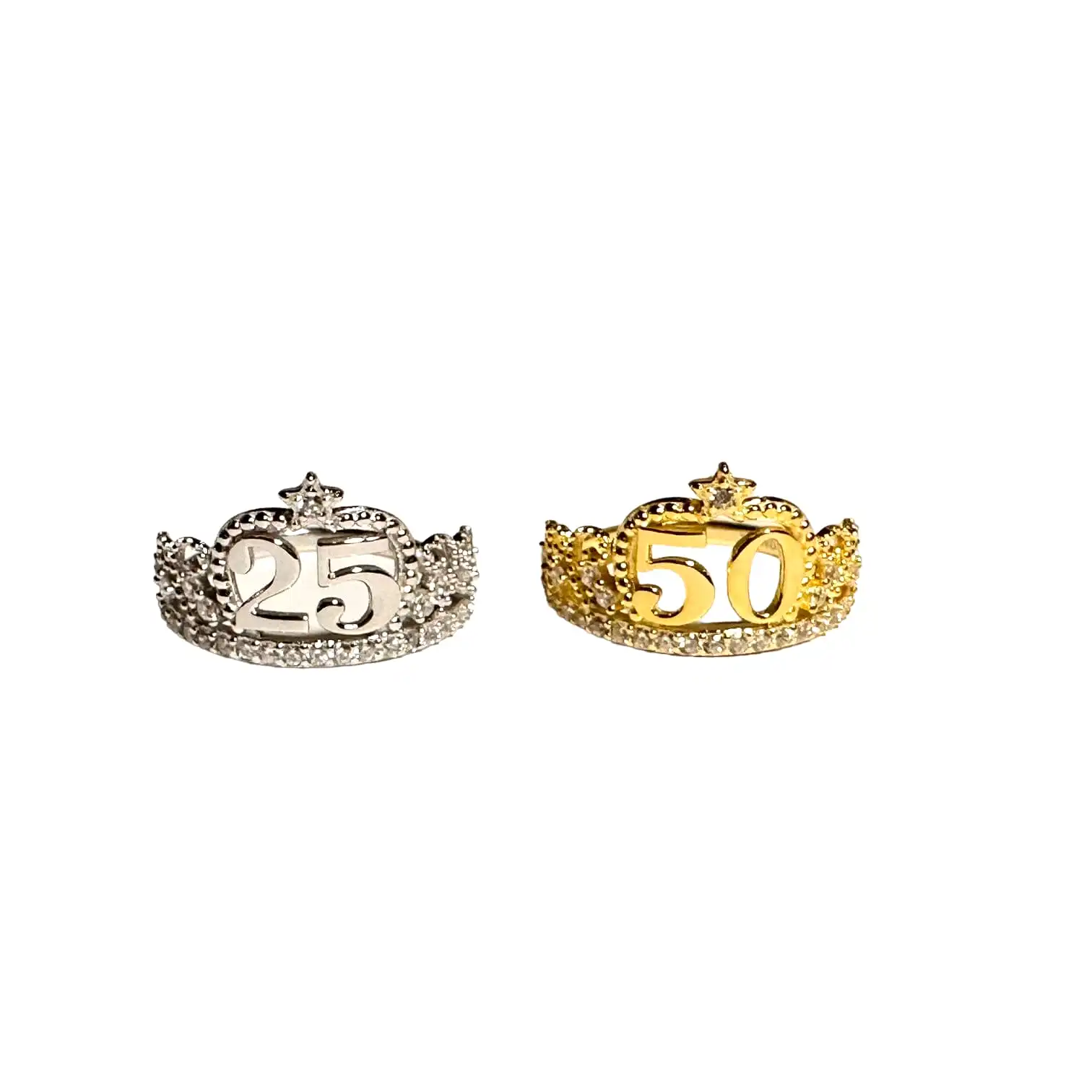 Golden Silver Anniversary Rings