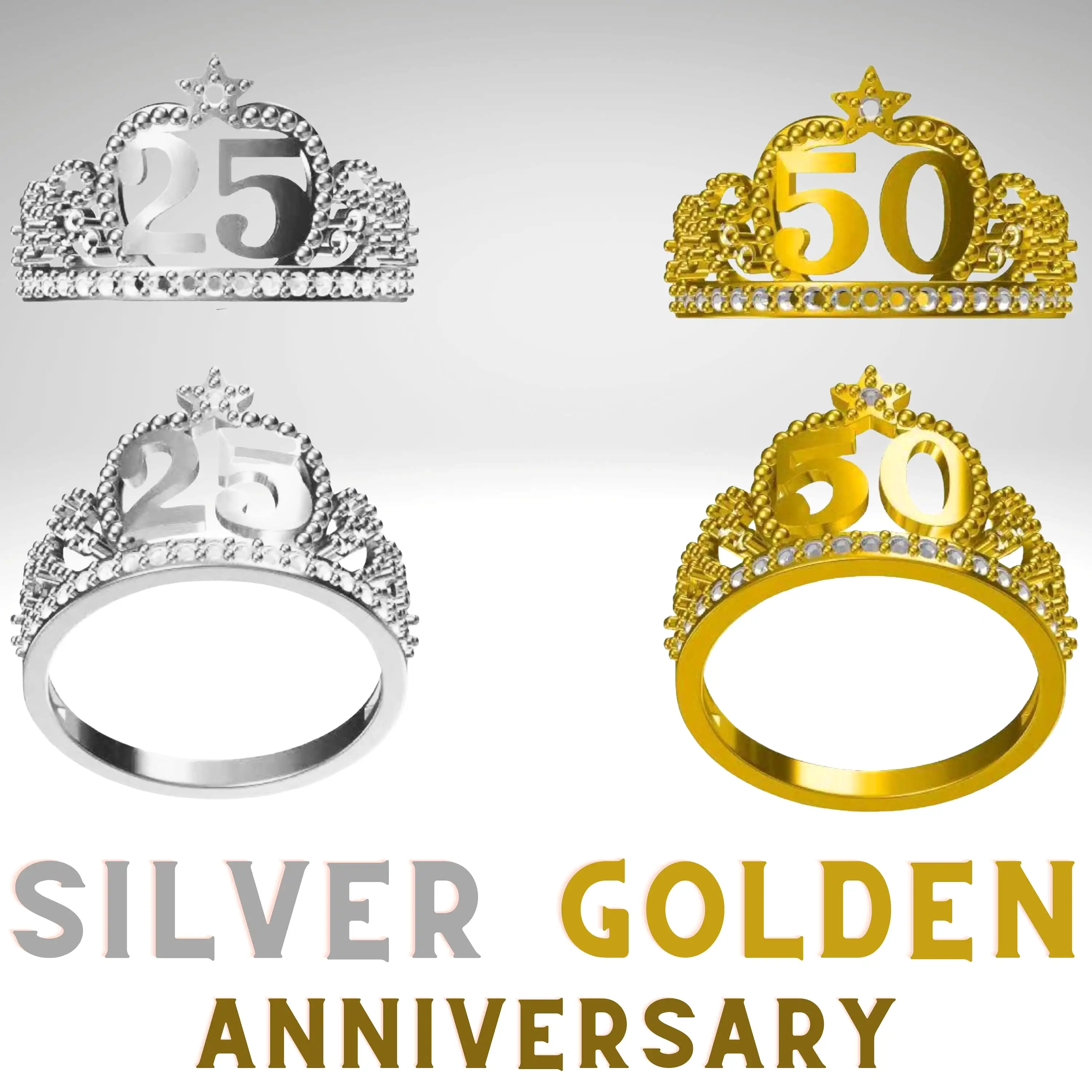 Golden Silver Anniversary Rings