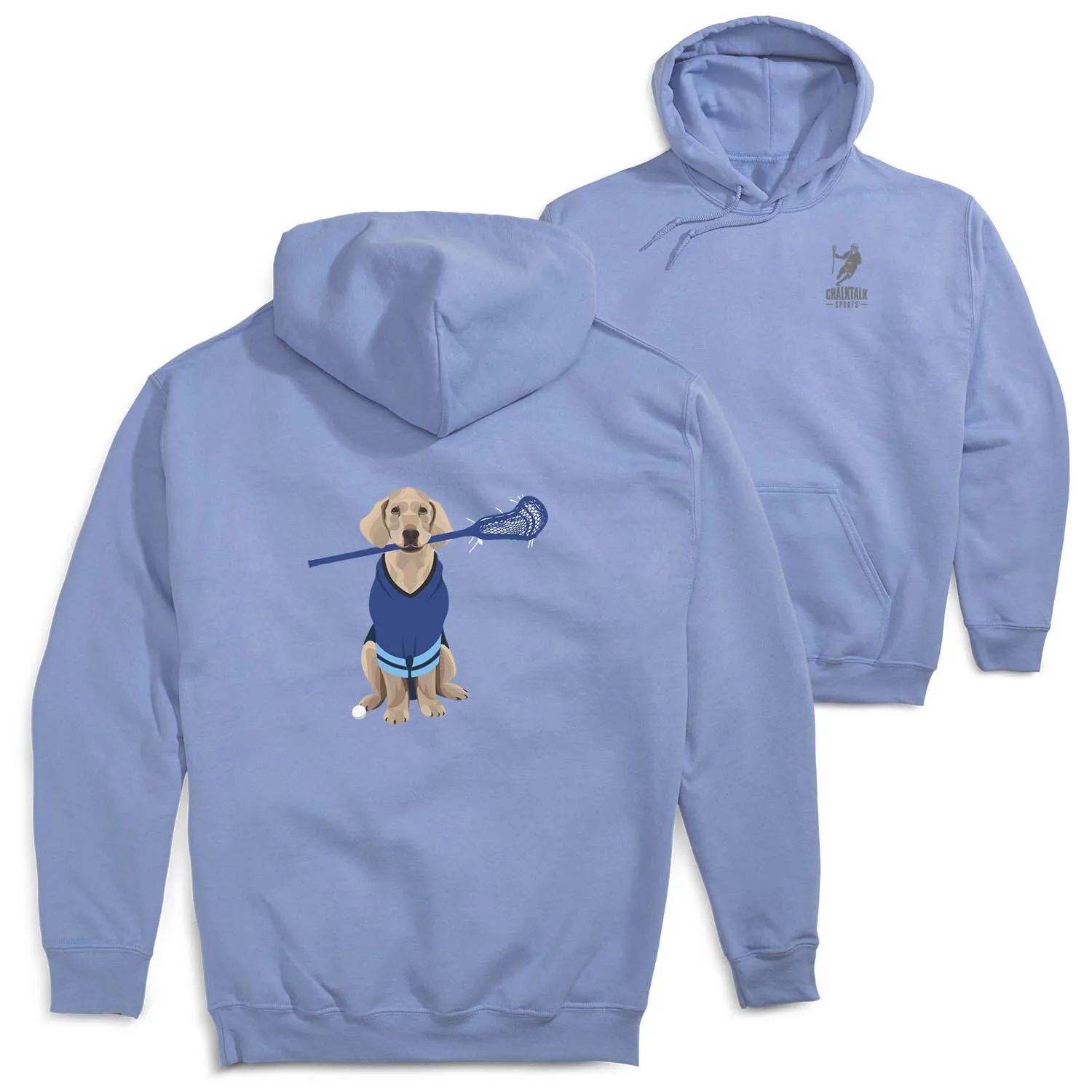 Guys Lacrosse Hooded Sweatshirt - Laxer the Lacrosse Dog (Back Design) 