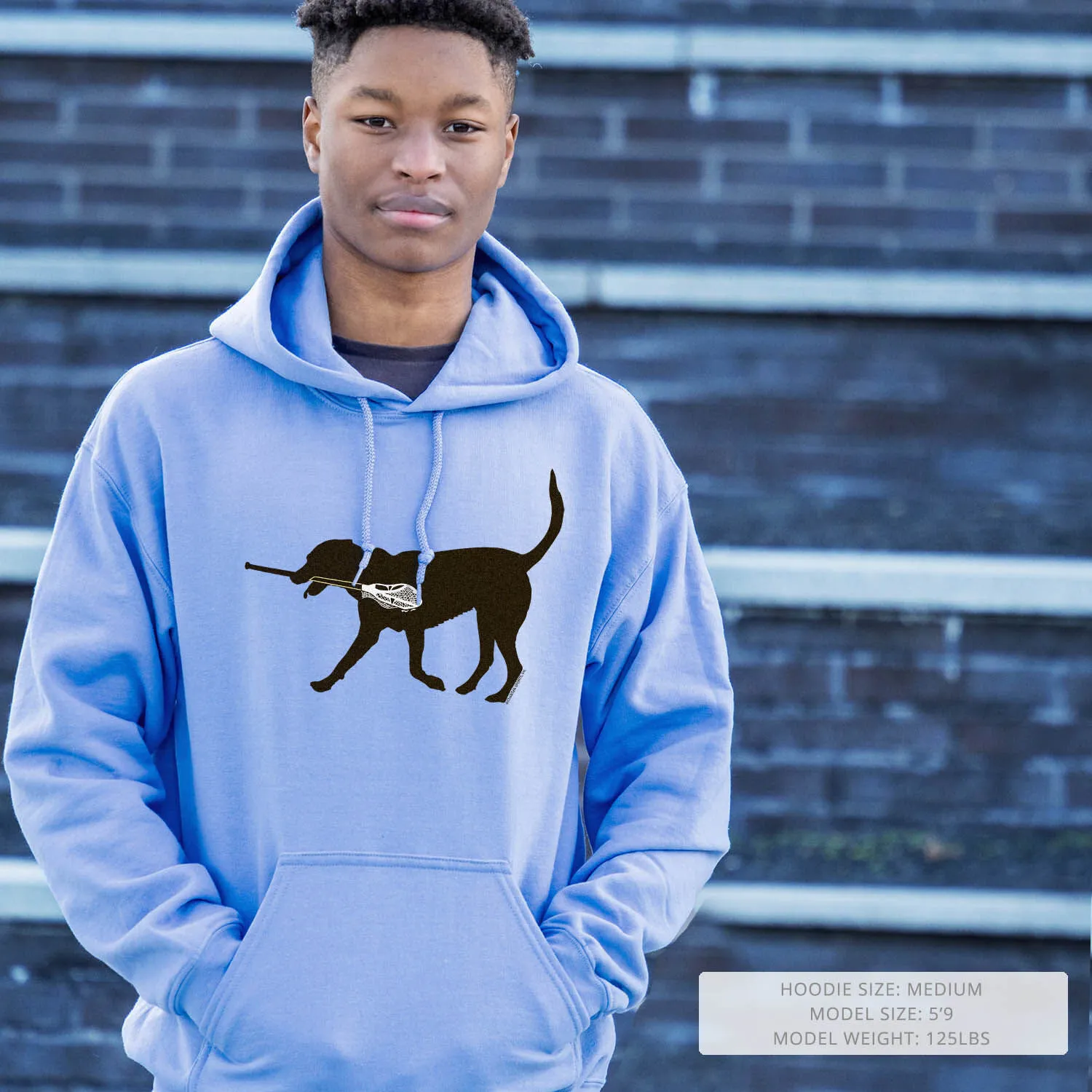 Guys Lacrosse Hooded Sweatshirt - Max The Lax Dog 