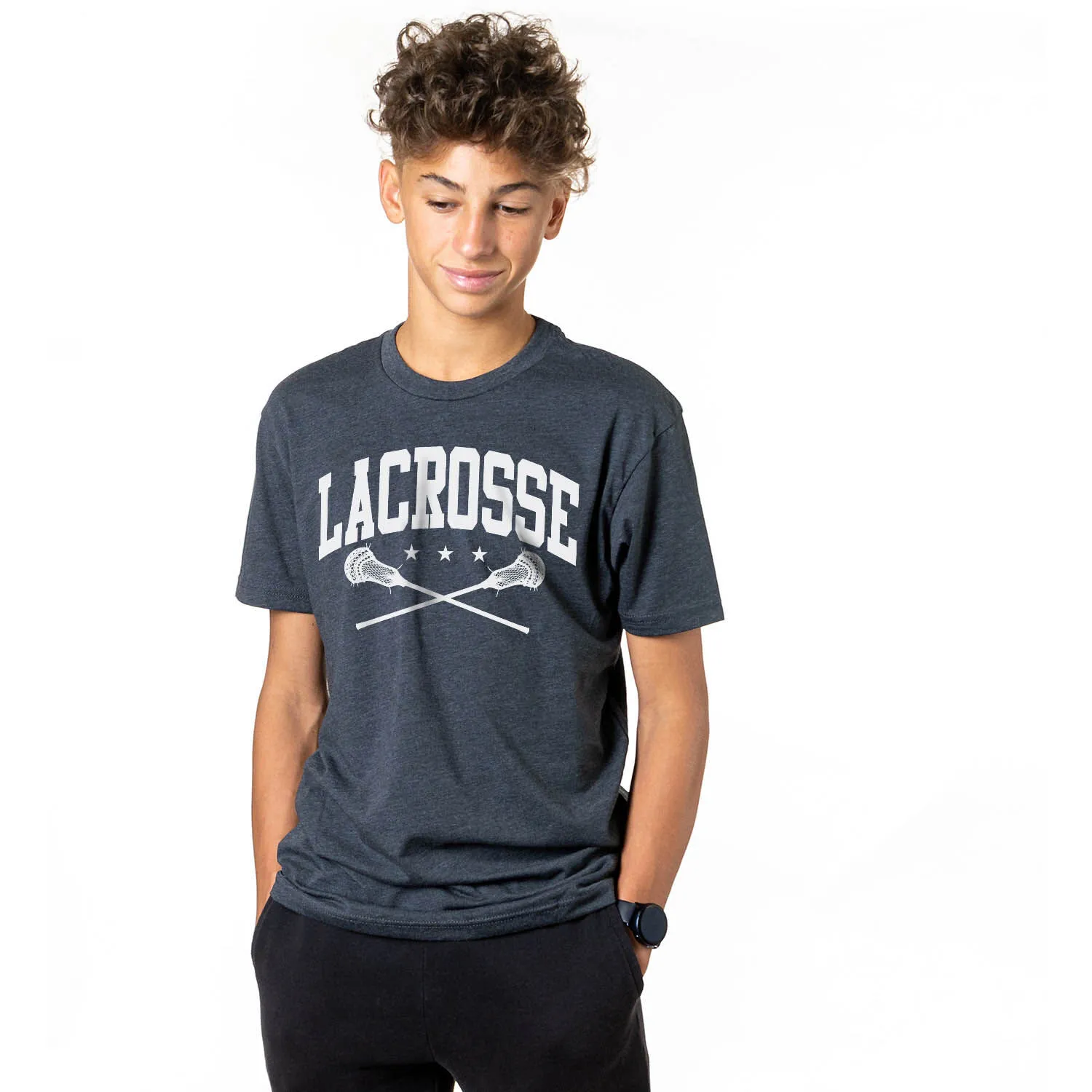 Guys Lacrosse Short Sleeve T-Shirt - Crossed Sticks 