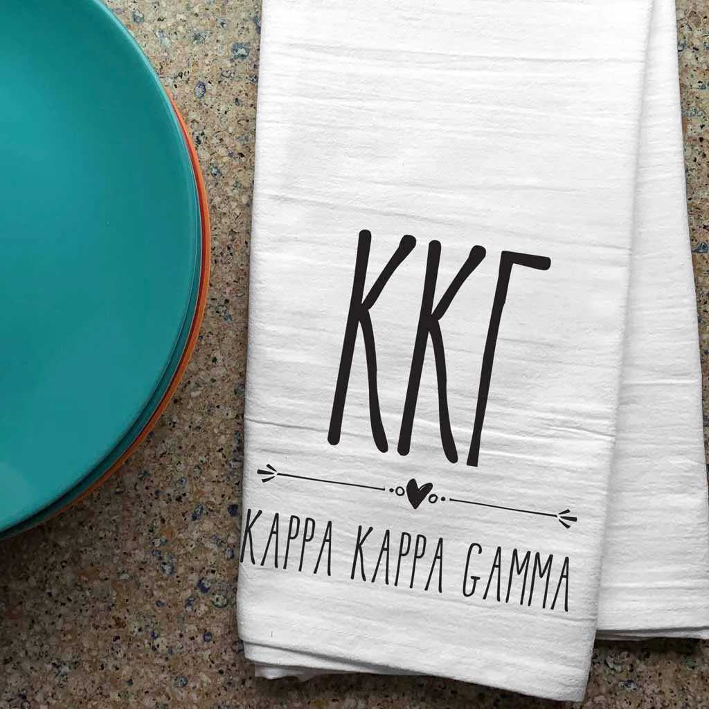 Kappa Kappa Gamma Sorority Kitchen Towel with Boho Design