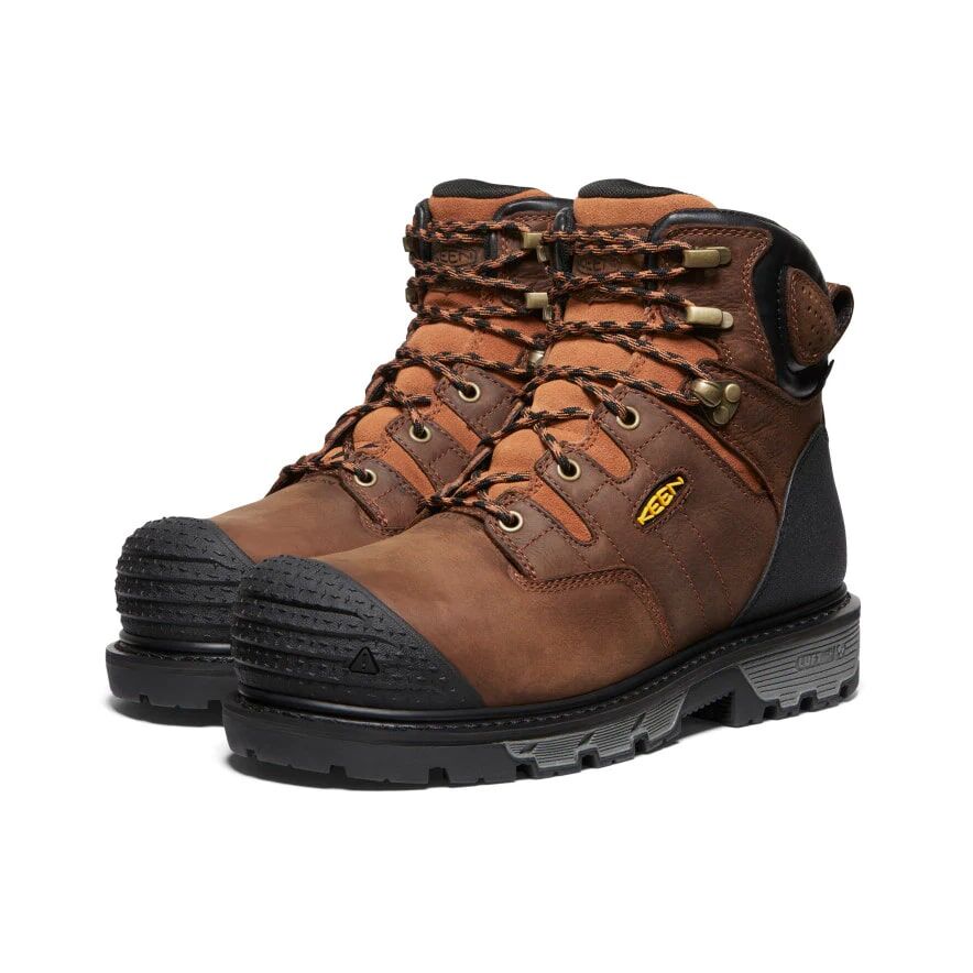 Keen Men's Camden 6-In Waterproof Carbon Fiber Toe Boot in Leather Brown