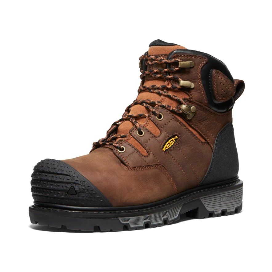 Keen Men's Camden 6-In Waterproof Carbon Fiber Toe Boot in Leather Brown