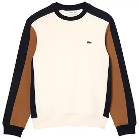 Lacoste Panel Sleeve Crew Sweat SH1299 - Flour / Navy / Cookie