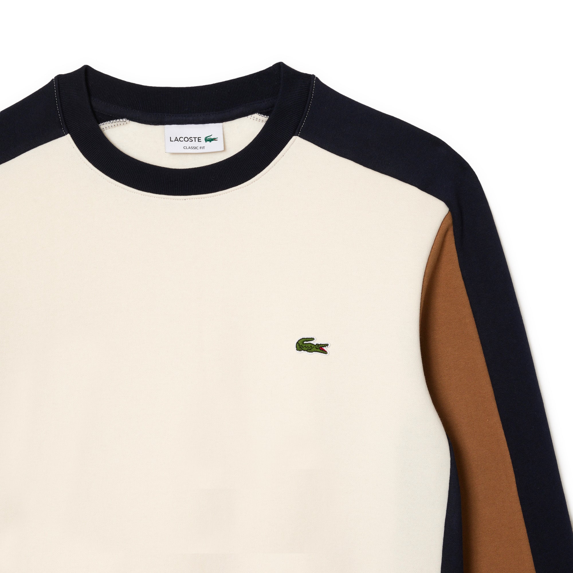 Lacoste Panel Sleeve Crew Sweat SH1299 - Flour / Navy / Cookie