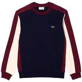 Lacoste Panel Sleeve Crew Sweat SH1299 - Navy / Zinfandel / Flour