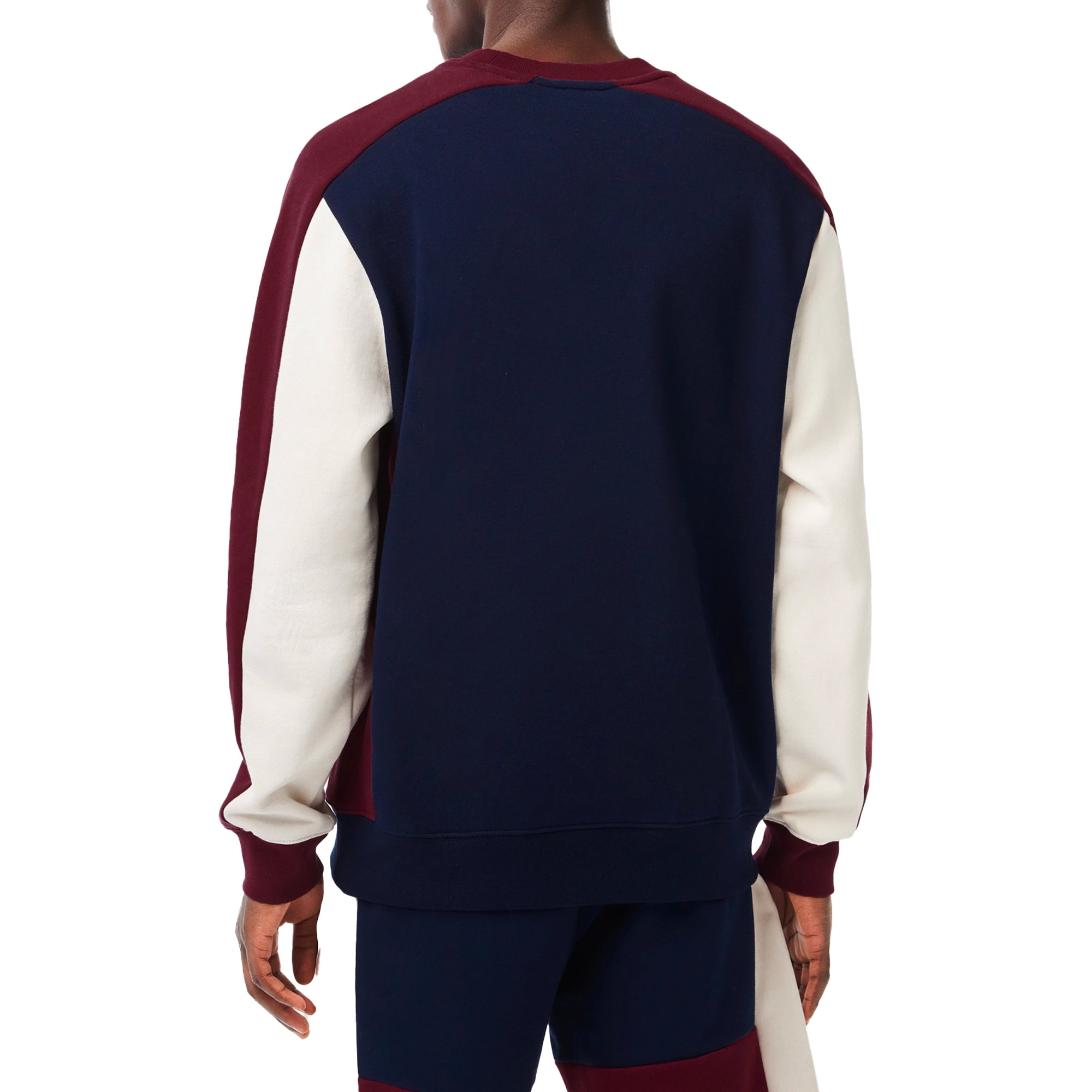 Lacoste Panel Sleeve Crew Sweat SH1299 - Navy / Zinfandel / Flour