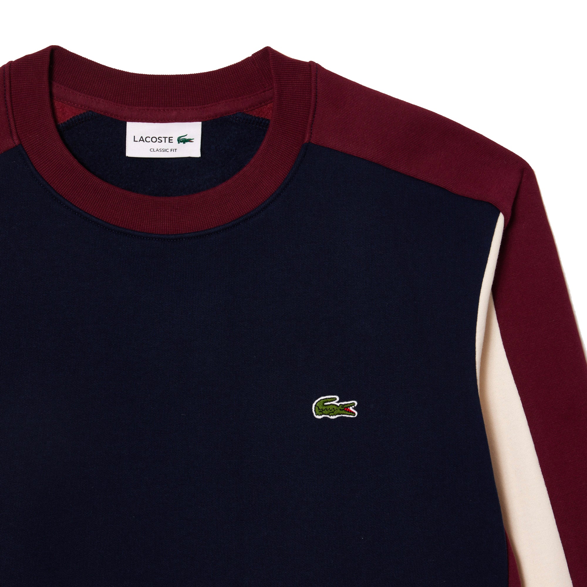 Lacoste Panel Sleeve Crew Sweat SH1299 - Navy / Zinfandel / Flour