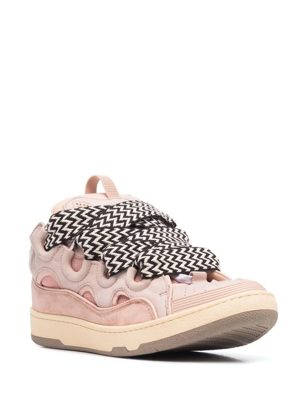 Lanvin - Baskets lacées Curb rose à semelle épaisse