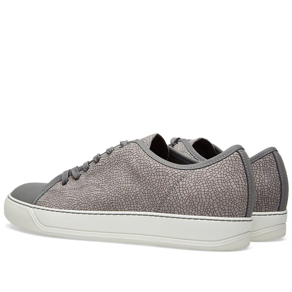 Lanvin Matt Crack Calfskin Low SneakerLight Grey