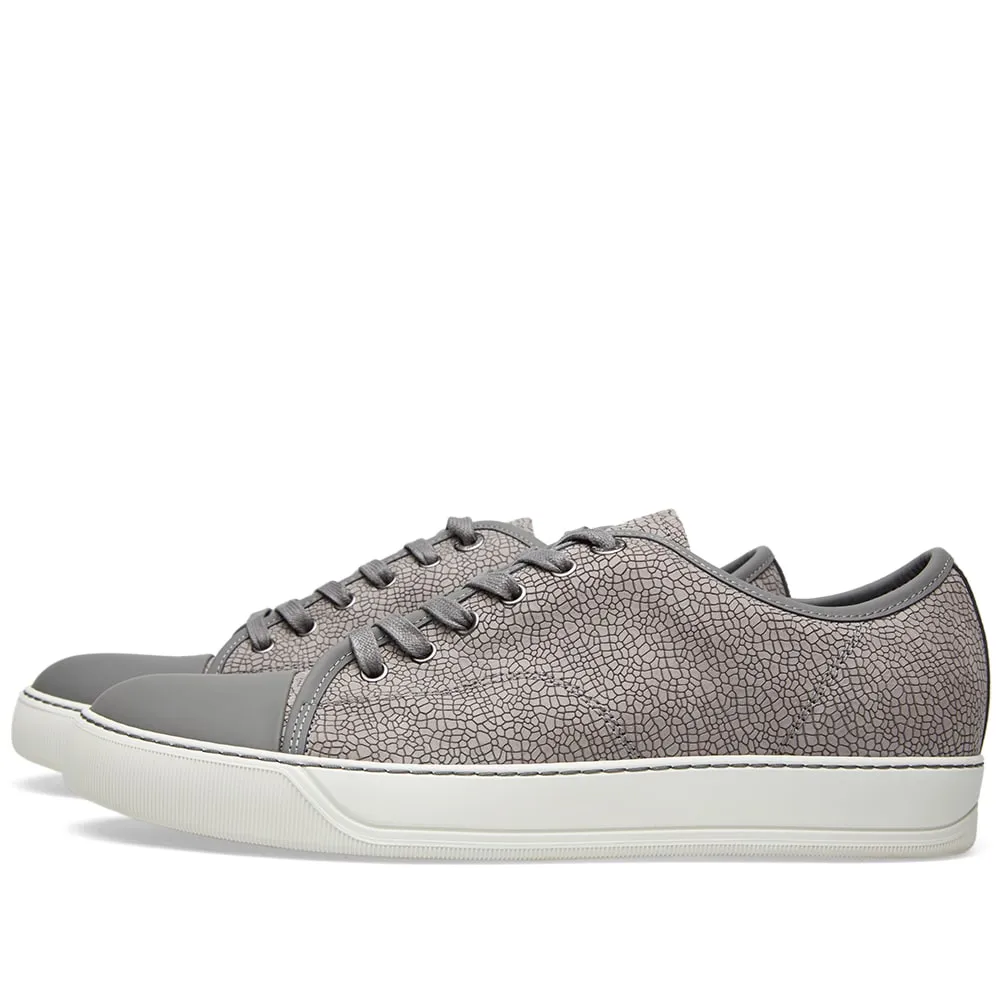 Lanvin Matt Crack Calfskin Low SneakerLight Grey